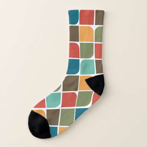 Mid century modern geometric  Bright colors Socks