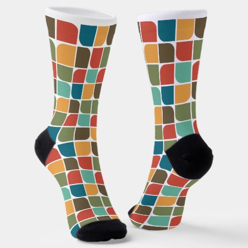 Mid century modern geometric  Bright colors Socks