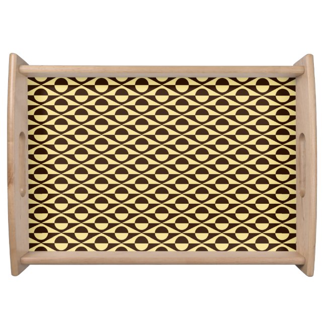 Mid-Century Modern geometric, brown and tan Serving Tray (Front)
