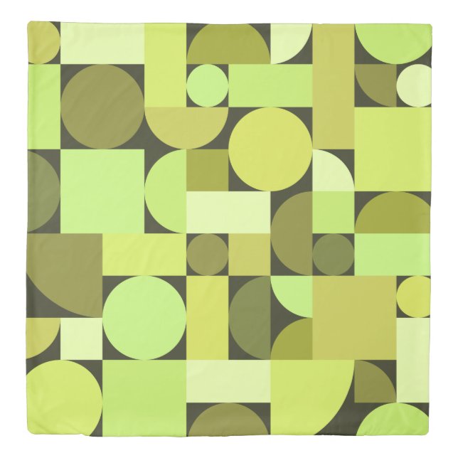 Mid Century Modern Geometric Chartreuse Duvet Cover (Front)