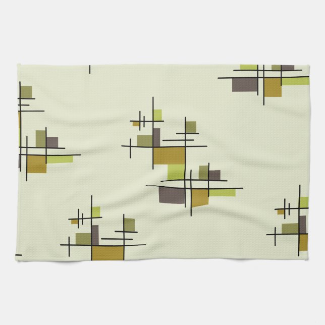 Mid Century Modern Geometric Chartreuse Kitchen Towel (Horizontal)