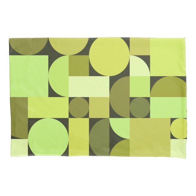 Mid Century Modern Geometric Chartreuse Pillow Case (Front)