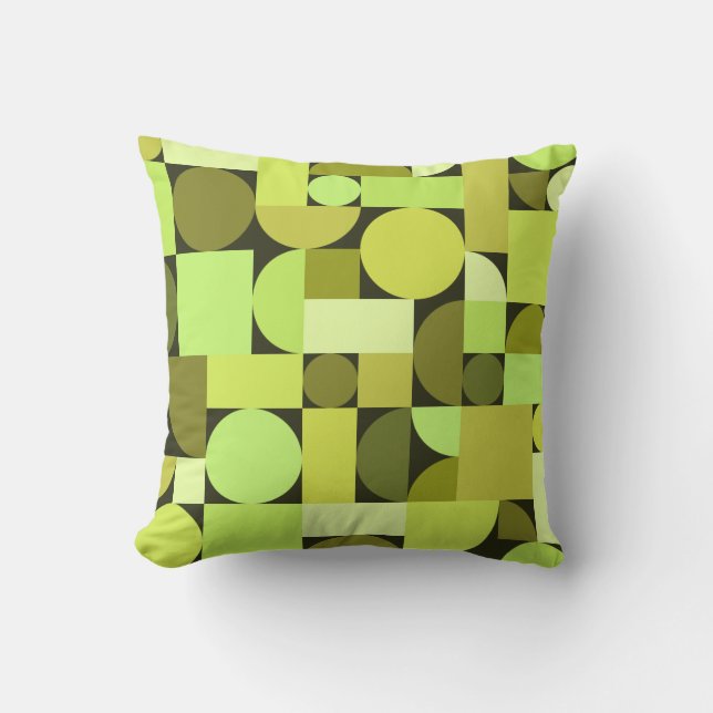 Mid Century Modern Geometric Chartreuse Throw Pillow (Front)