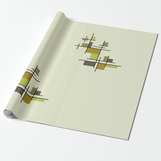 Mid Century Modern Geometric Chartreuse Wrapping Paper (Unrolled)
