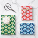 Mid Century Modern Geometric Christmas Wrapping Paper Sheets<br><div class="desc">A fun and festive retro Christmas pattern inspired my mid-century modern design. Vintage ogee shapes in Christmas colors of Green,  red,  pink,  blue and white.</div>