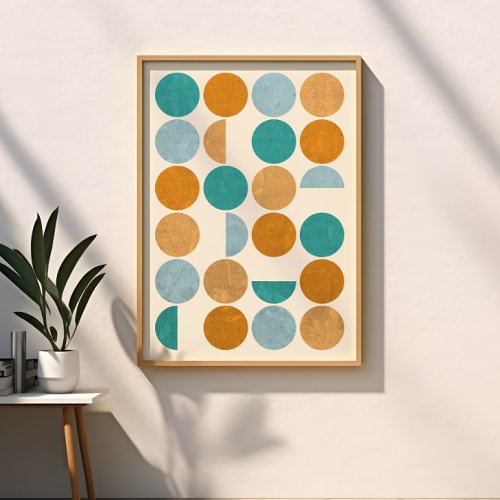Mid Century Modern Geometric Circles Abstract Poster