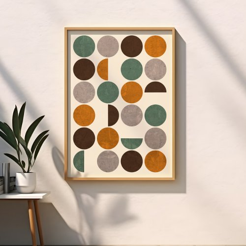 Mid Century Modern Geometric Circles Abstract  Poster