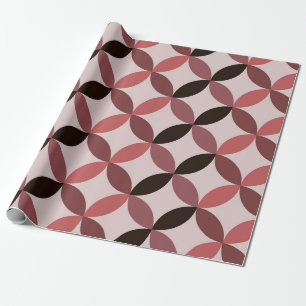 Mid Century Modern Geometric Circles Coral Brown Wrapping Paper