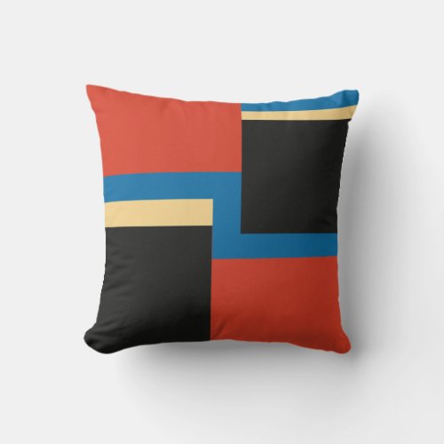 Mid Century Modern Geometric Color Block Square Throw Pillow