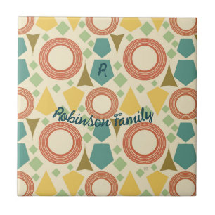 Mid Century Modern Geometric Colorful Personalized Ceramic Tile