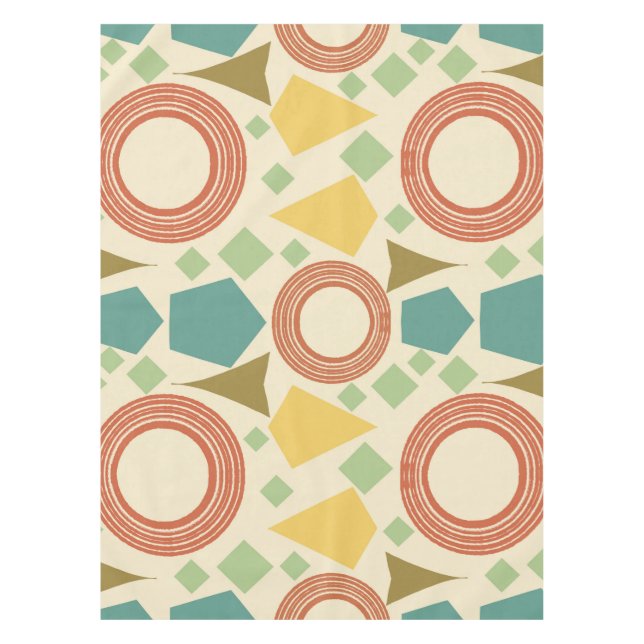 Mid Century Modern Geometric Colorful Tablecloth (Front)