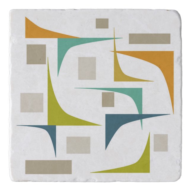 Mid Century Modern Geometric Corners Rectangles Trivet (Front)