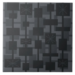 Mid Century Modern Geometric Dark Gray Ceramic Tile