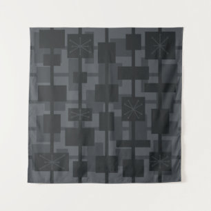 Mid Century Modern Geometric Dark Gray Tapestry