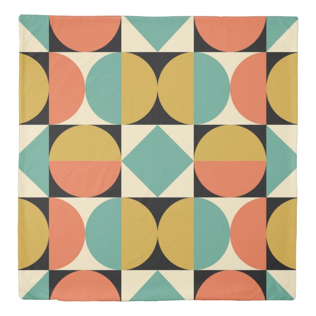 Mid Century Modern Geometric Design Duvet Cover (Front)