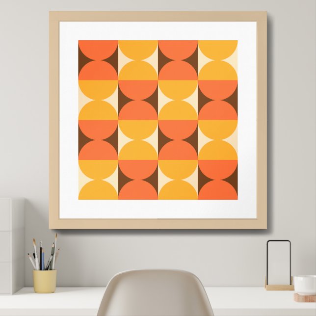 Mid Century Modern Geometric Design Framed Art (Home Office)
