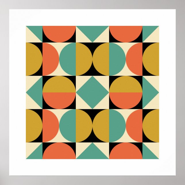 Mid Century Modern Geometric Design Framed Art (Front)
