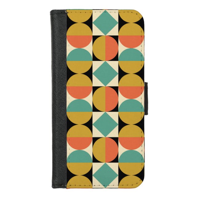 Mid Century Modern Geometric Design iPhone Wallet Case (Front)