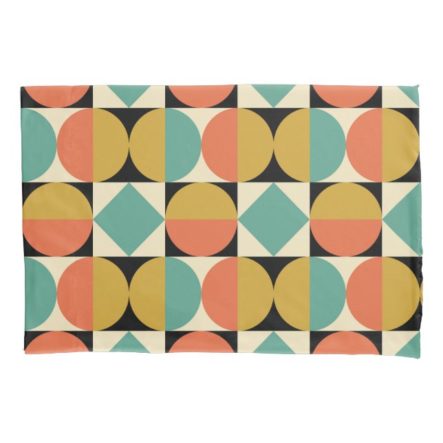 Mid Century Modern Geometric Design Pillow Case (Front-Left)