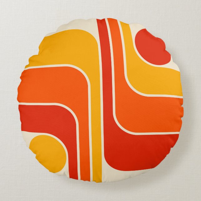 Mid Century Modern Geometric Design Round Pillow (Front)