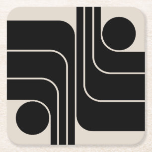 Mid Century Modern Geometric Design Square Paper Coaster
