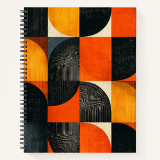 Mid Century Modern Geometric Fall Colors Notebook
