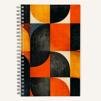 Mid Century Modern Geometric Fall Colors Notebook
