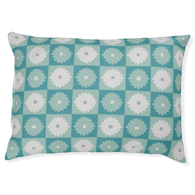 Mid Century Modern Geometric Flowers Dog Bed (Front)