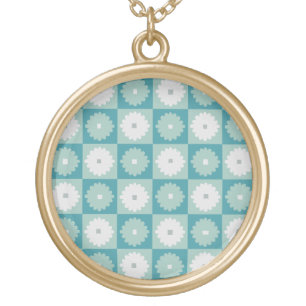 Mid Century Modern Geometric Flowers Necklace