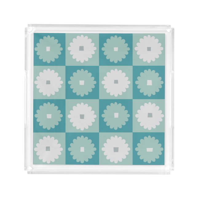 Mid Century Modern Geometric Flowers Perfume Tray (Front)