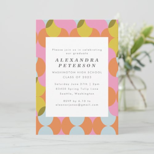 Mid Century Modern Geometric Graduation Photo  Invitation