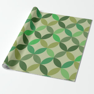 Mid century Modern Geometric Green Circles Pattern Wrapping Paper