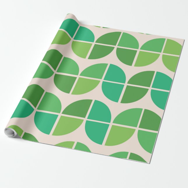  Mid Century Modern  geometric green pattern Wrapping Paper (Unrolled)
