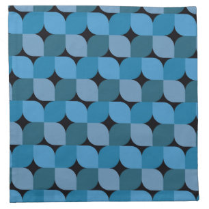 Mid century Modern Geometric in Blue and Turquoise Cloth Napkin