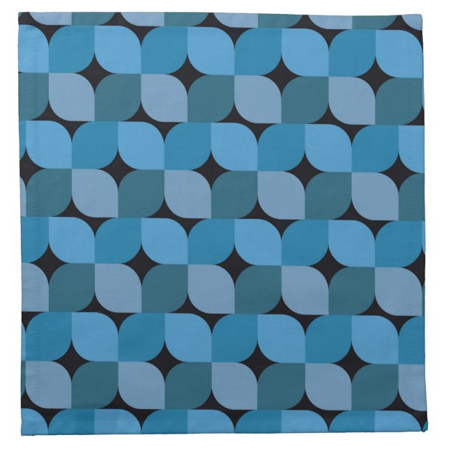 Mid century Modern Geometric in Blue and Turquoise Cloth Napkin (Front)