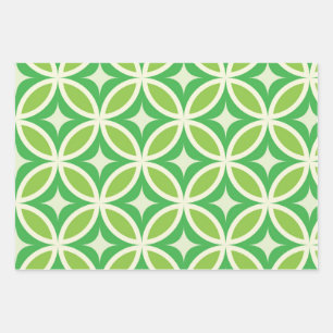 Mid Century Modern Geometric Lime Green Pattern Wrapping Paper Sheets