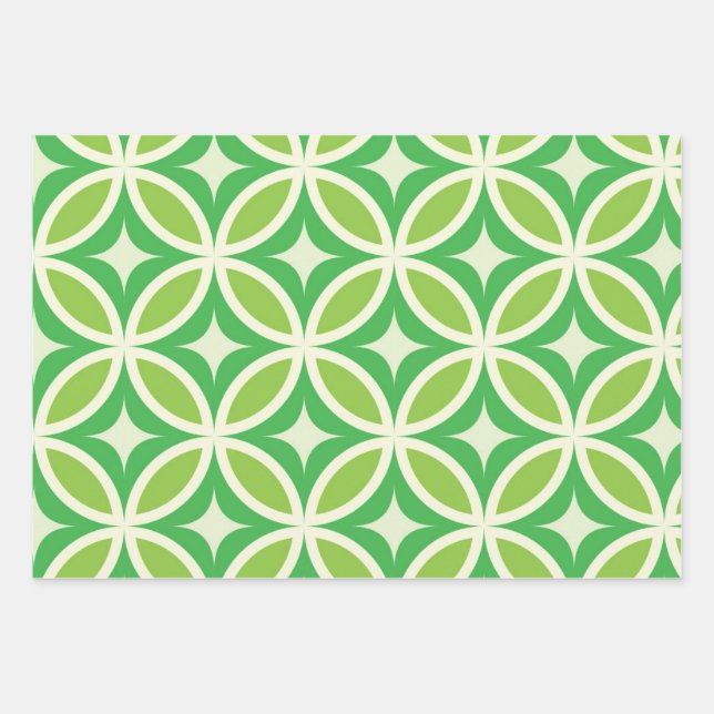 Mid Century Modern Geometric Lime Green Pattern  Wrapping Paper Sheets (Front)