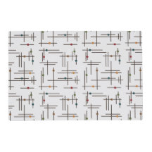 Mid Century Modern Geometric Lines Colorful Dots