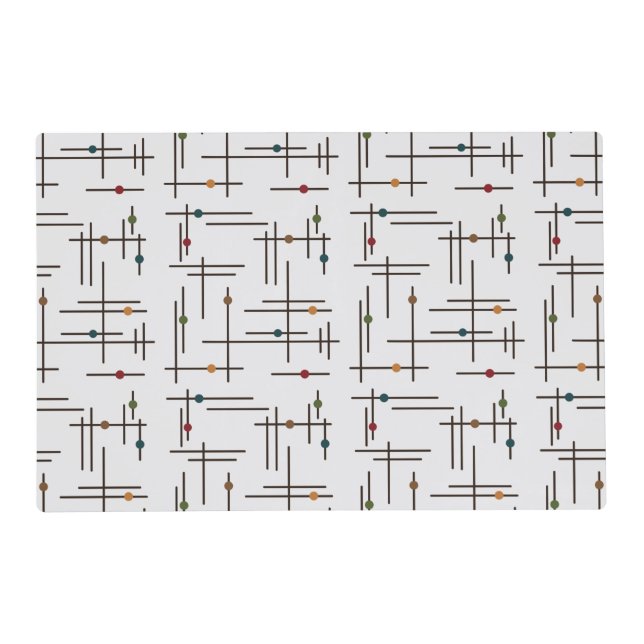 Mid Century Modern Geometric Lines Colorful Dots Placemat (Front)