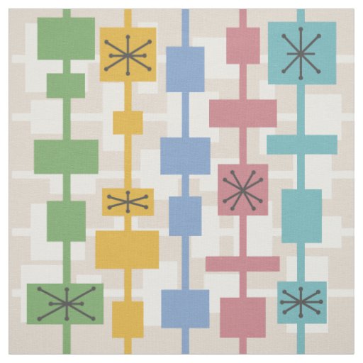 Mid Century Modern Geometric Multicolored 1 Fabric