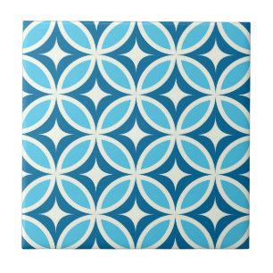 Mid century modern geometric Navy Blue Ceramic Tile