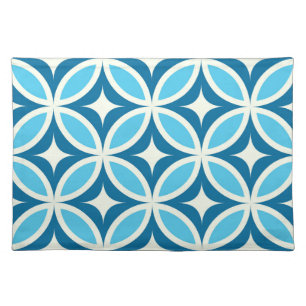 Mid century modern geometric Navy Blue Cloth Placemat