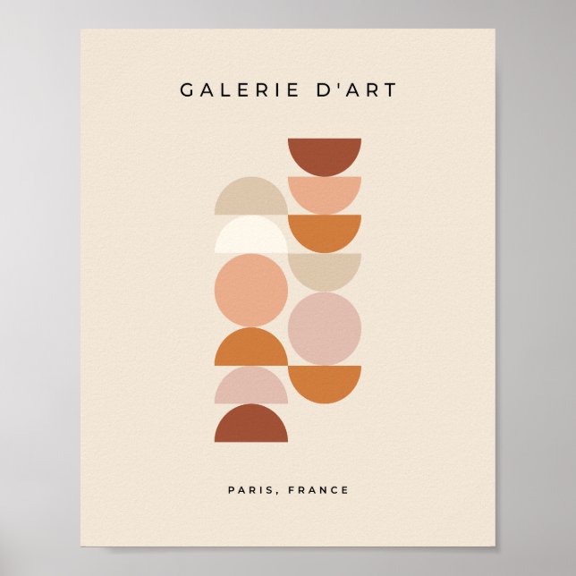 Mid Century Modern Geometric Neutral Beige Poster (Front)