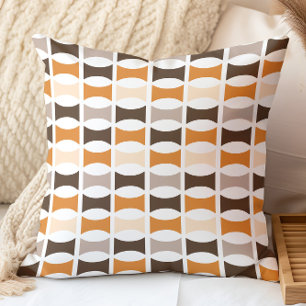 Mid Century Modern Geometric Orange Earthy Tones Throw Pillow