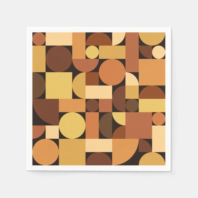 Mid Century Modern Geometric Orange Napkins (Front)