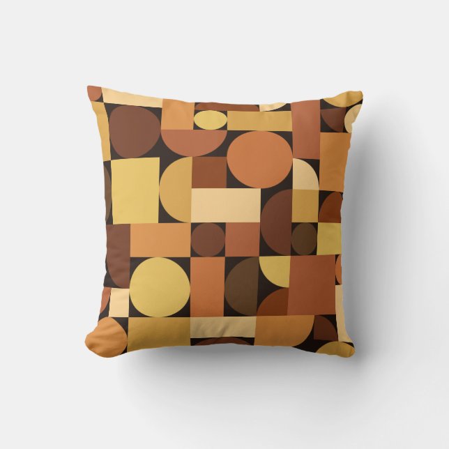 Mid Century Modern Geometric Orange Throw Pillow (Front)