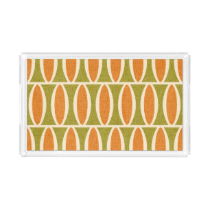 Mid Century Modern Geometric Oval Pattern Acrylic Tray