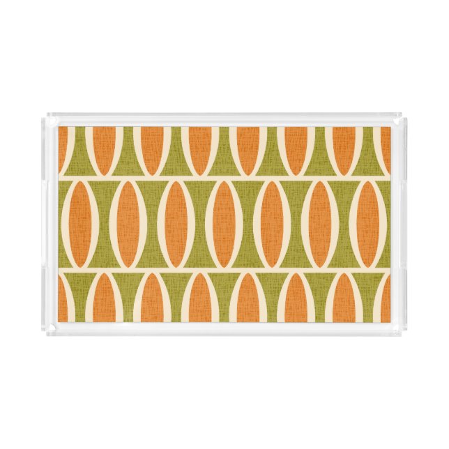 Mid Century Modern Geometric Oval Pattern Acrylic Tray (Front)