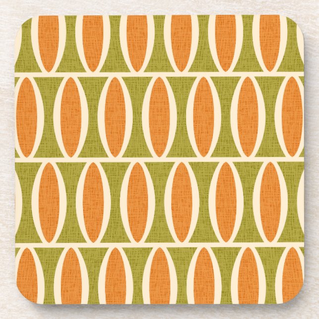 Mid Century Modern Geometric Oval Pattern Beverage Coaster (Front)