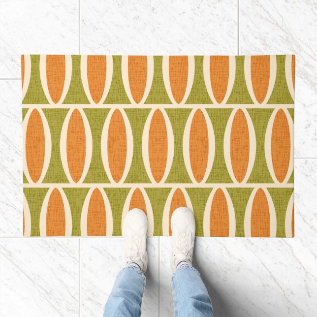 Mid Century Modern Geometric Oval Pattern Doormat (Indoor)